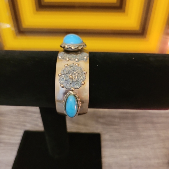 Imitation turquoise stainless steel bracelet - Picture 4 of 6